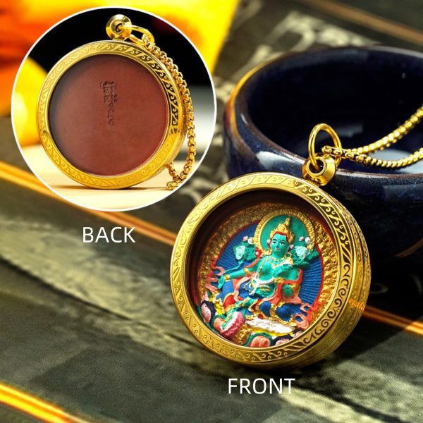 Hand-Painted Thangka Buddha Pendant Necklace