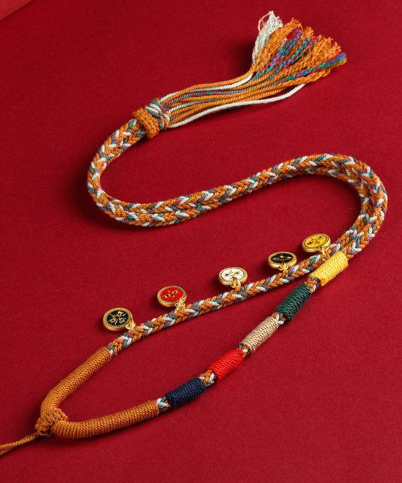 Handwoven Tibetan Five-Color Wealth Deity Thangka Pendant Replacement Chain