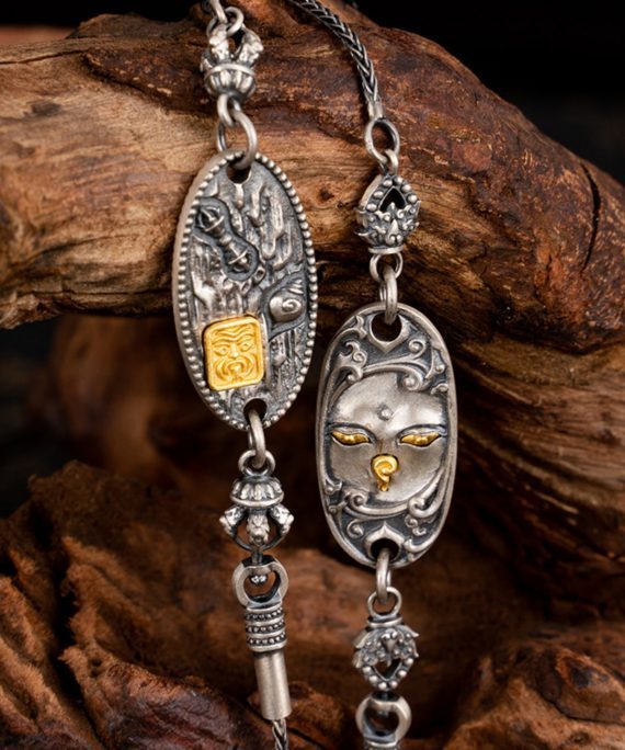 His & Hers Zakiram & Green Tara Sterling Silver Tibetan Buddhist Necklaces