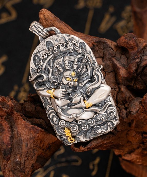 Mahakala Sterling Silver Tibetan Buddhist Pendant
