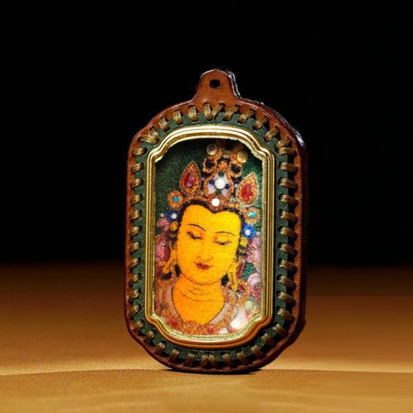 Mysterious gifts Tibetan Handmade Gemstone Thangka Buddha Pendant Necklace