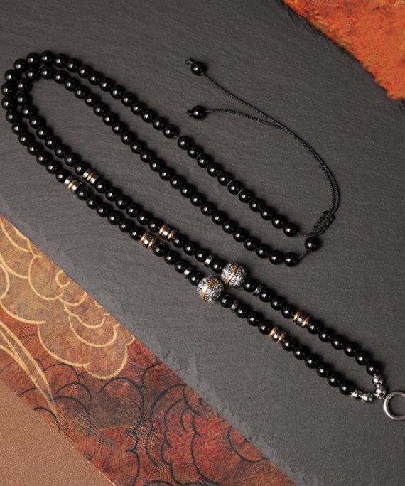 Natural Black Agate Tibetan Silver Thangka Pendant Replacement Chain