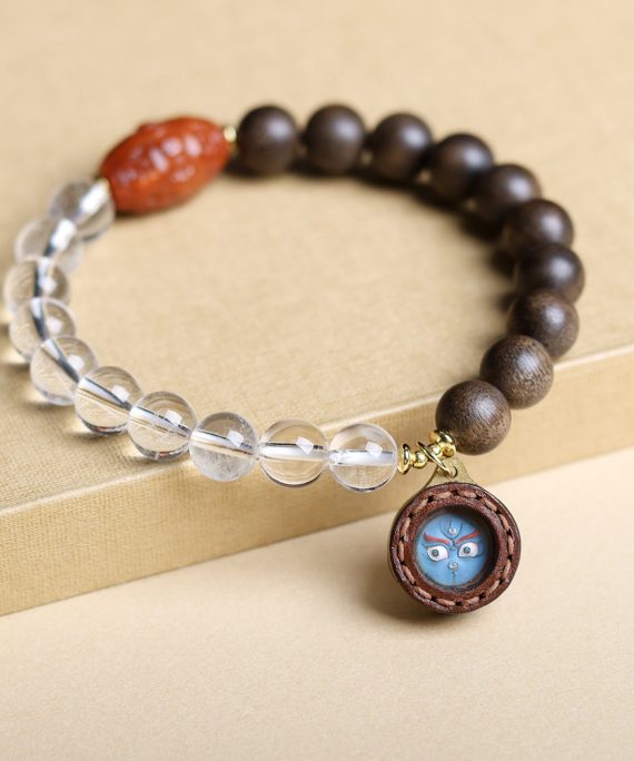Natural Crystal and Agarwood Black Jambhala Thangka Bracelet