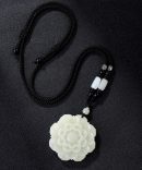 Natural Jade Zen Lotus Lucky Charm Pendant Necklace