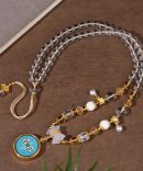 Natural White Crystal Tibetan Thangka Necklace