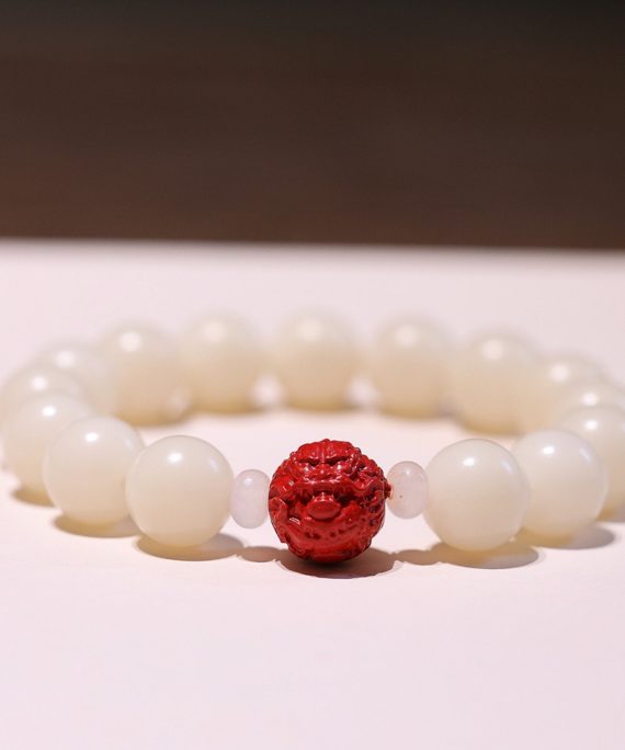 Natural White Jade Bodhi Bead Bracelet