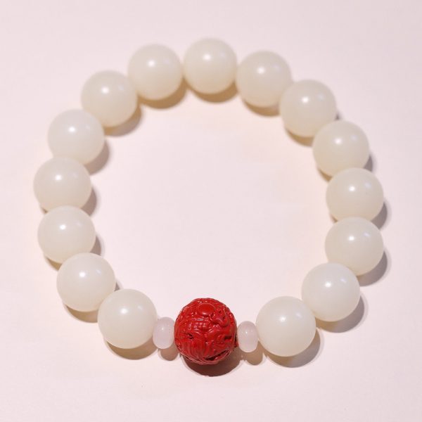 Natural White Jade Bodhi Bead Bracelet