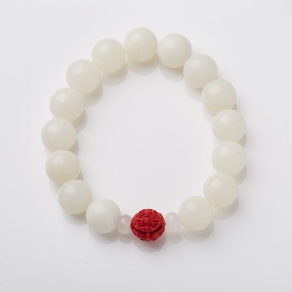Natural White Jade Bodhi Bead Bracelet