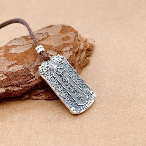 Oriental Dragon Relief Pure Silver Pendant Necklace