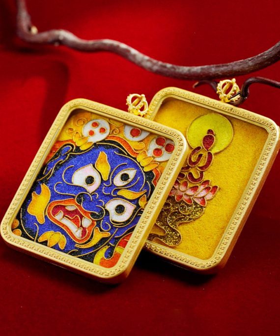 Mysterious gifts Tibetan Cloisonné Enamel Copper Thangka Pendant Necklace