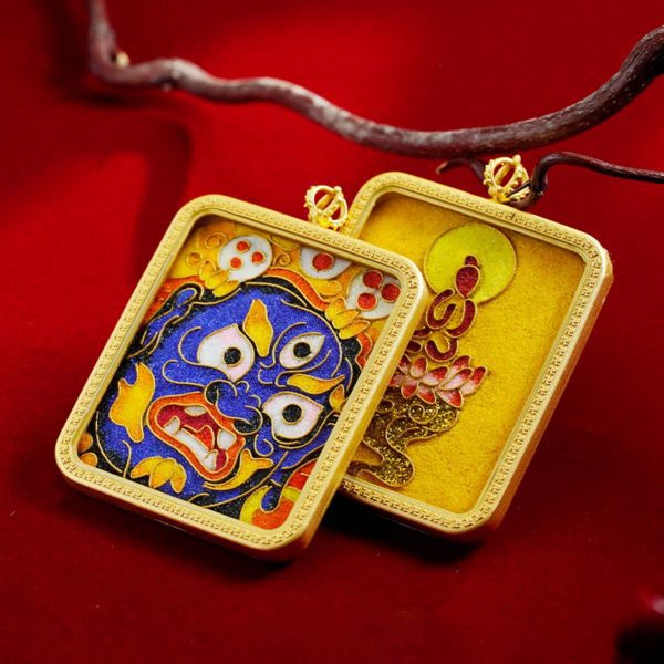 Mysterious gifts Tibetan Cloisonné Enamel Copper Thangka Pendant Necklace