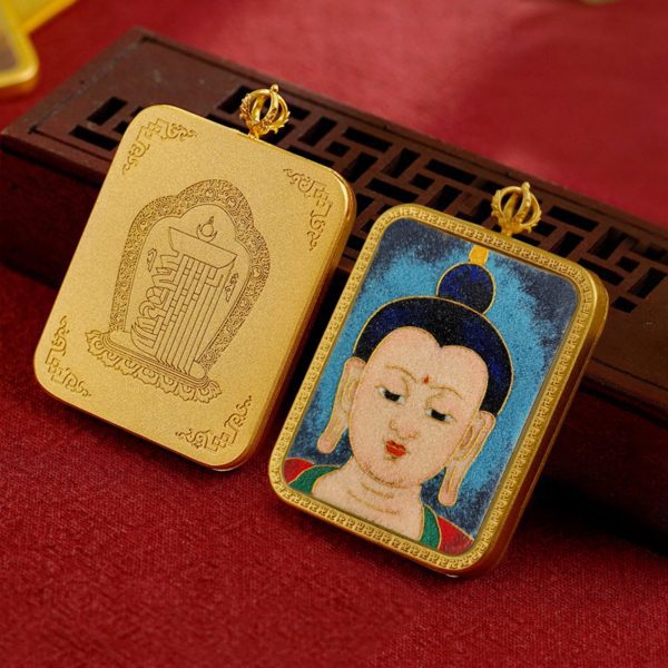 Mysterious gifts Tibetan Cloisonné Enamel Copper Thangka Pendant Necklace