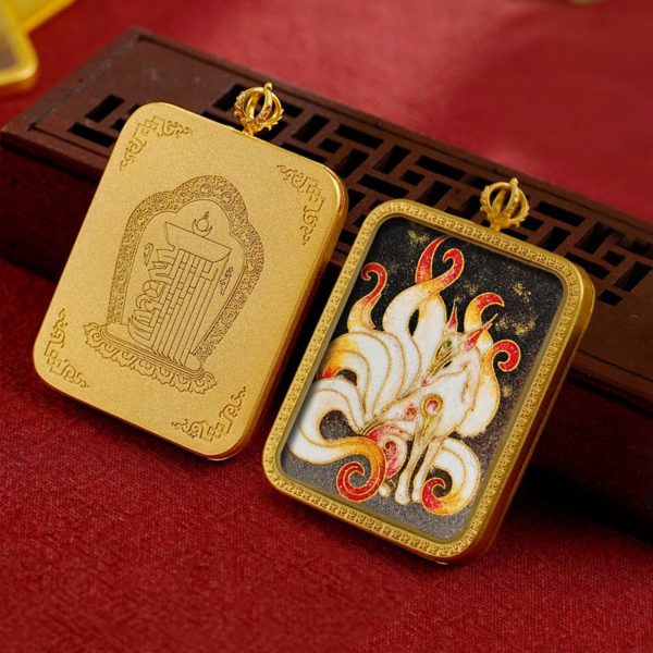 Mysterious gifts Tibetan Cloisonné Enamel Copper Thangka Pendant Necklace