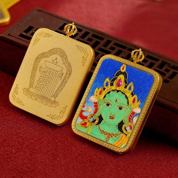 Mysterious gifts Tibetan Cloisonné Enamel Copper Thangka Pendant Necklace