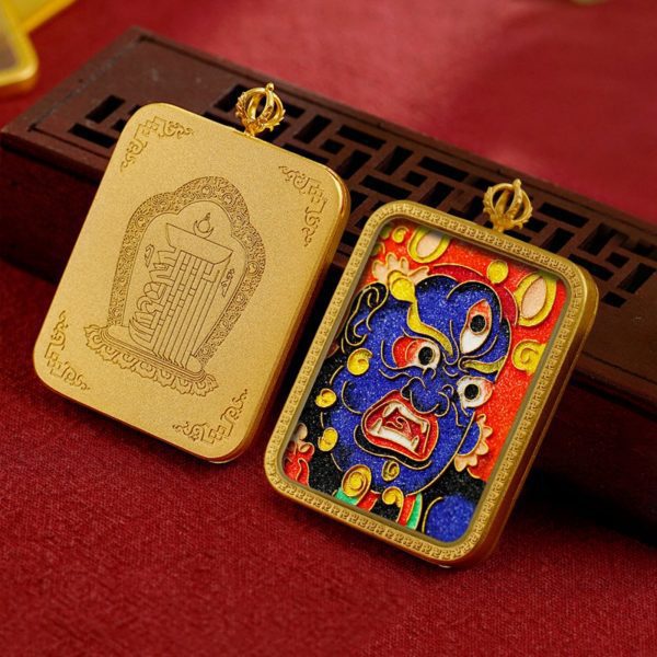 Mysterious gifts Tibetan Cloisonné Enamel Copper Thangka Pendant Necklace