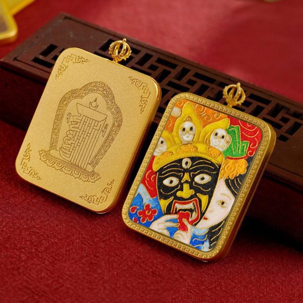Mysterious gifts Tibetan Cloisonné Enamel Copper Thangka Pendant Necklace
