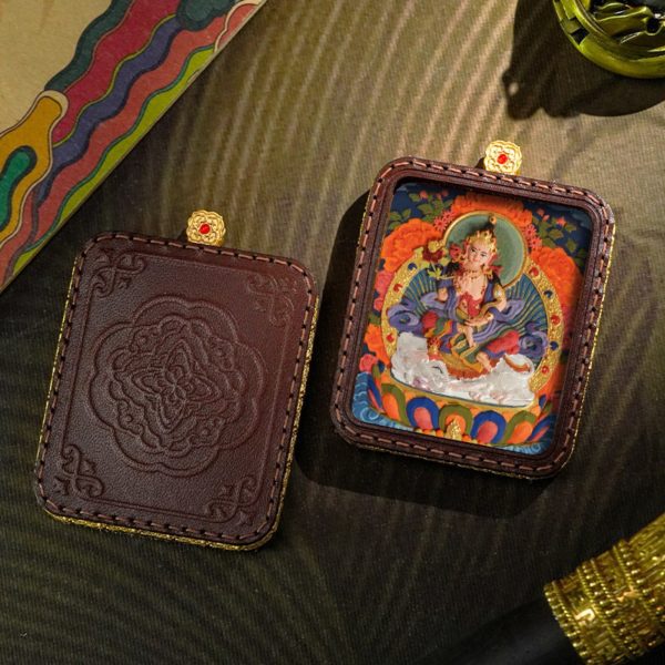Mysterious gifts Tibetan Hand-Painted 3D Thangka Buddha Pendant Necklace