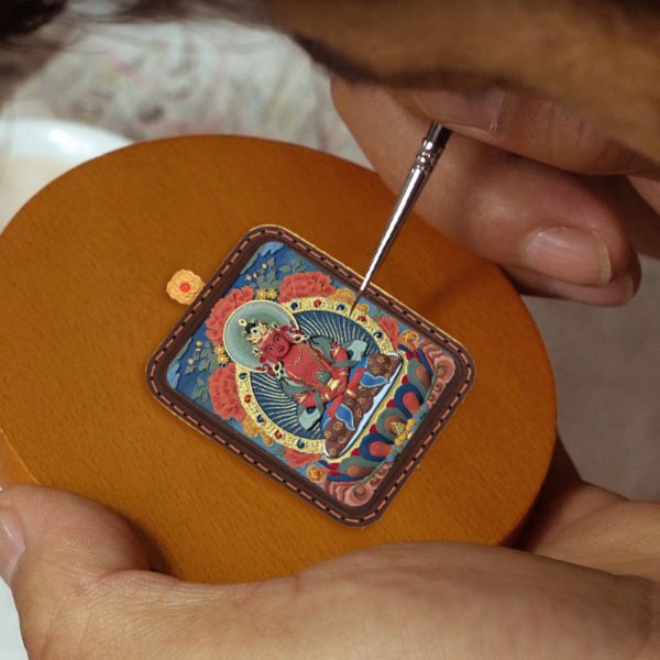 Mysterious gifts Tibetan Hand-Painted 3D Thangka Buddha Pendant Necklace