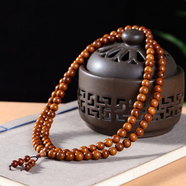 Sacred 108-Bead Papua Tribute Wood Mala Bracelet