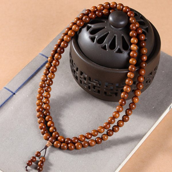 Sacred 108-Bead Papua Tribute Wood Mala Bracelet