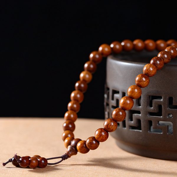 Sacred 108-Bead Papua Tribute Wood Mala Bracelet