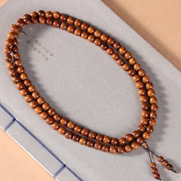 Sacred 108-Bead Papua Tribute Wood Mala Bracelet