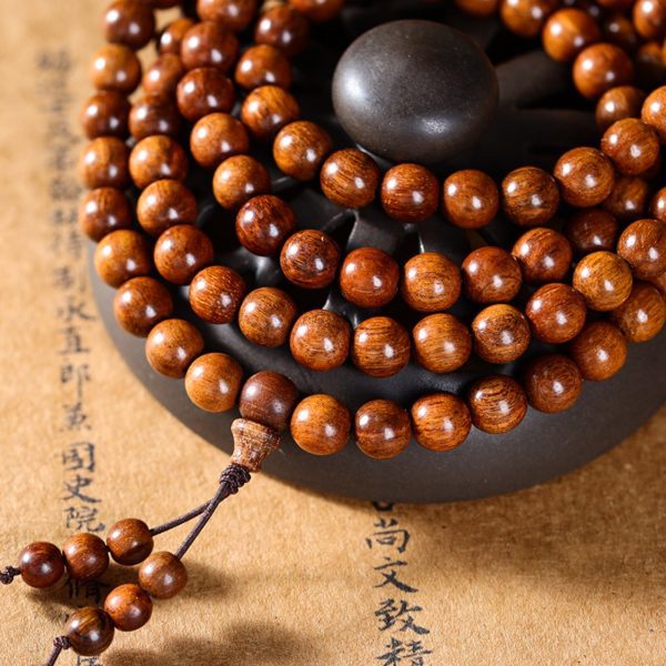Sacred 108-Bead Papua Tribute Wood Mala Bracelet