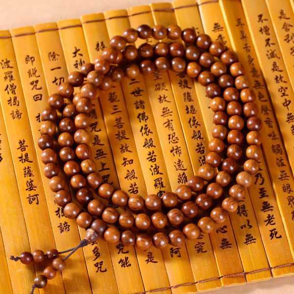 Sacred 108-Bead Papua Tribute Wood Mala Bracelet
