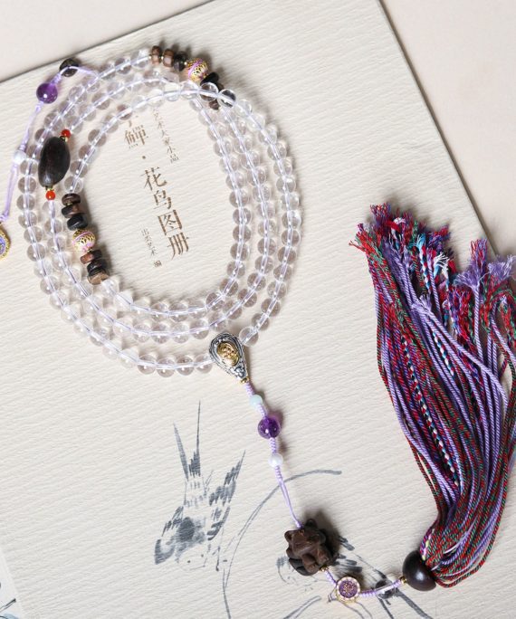 Sacred Kitsune Sandalwood & Crystal Mala Necklace