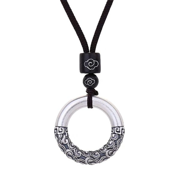 Tibetan Auspicious Clouds Demon-Subduing Silver Amulet Necklace