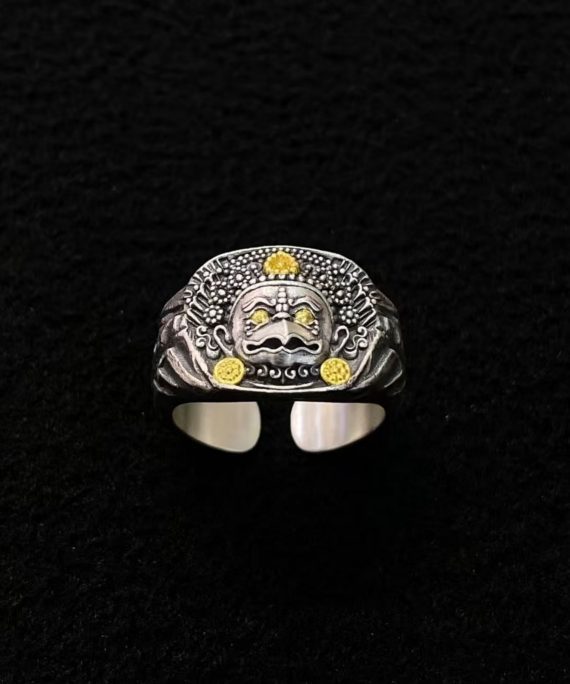 Tibetan Buddhist Hand-Carved Garuda Ring