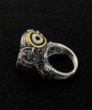 Tibetan Buddhist Vajrakilaya Silver Ritual Ring with Dzi Bead