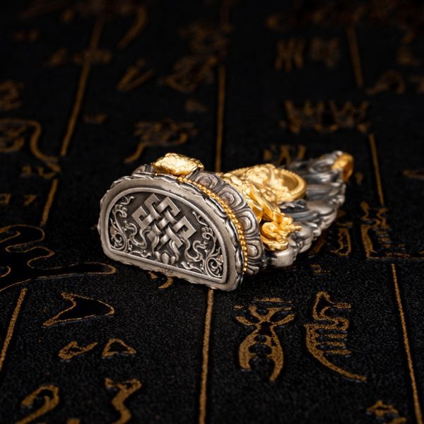 Tibetan Buddhist Yellow Jambhala Deity Sterling Silver Pendant