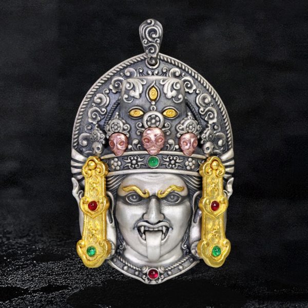 Tibetan Buddhist Zakiram Gemstone Sterling Silver Pendant
