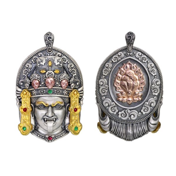 Tibetan Buddhist Zakiram Gemstone Sterling Silver Pendant