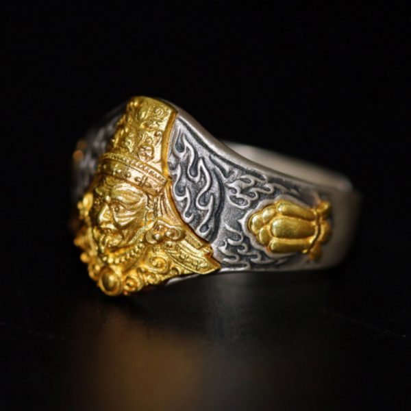 Tibetan Buddhist Zakiram Sterling Silver Ring