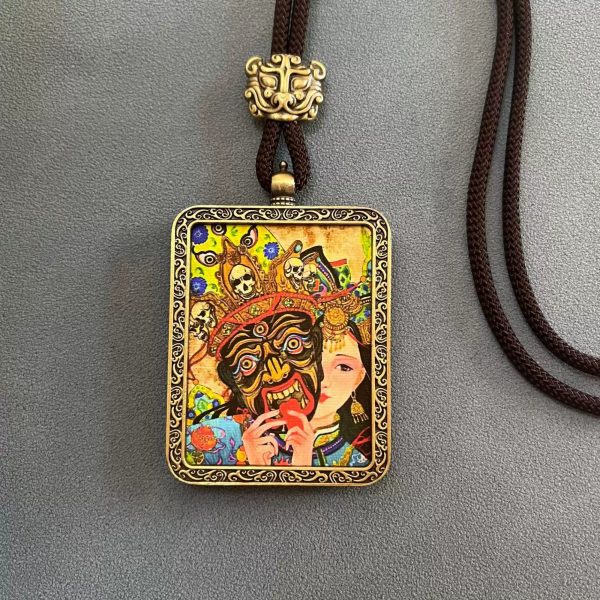 Tibetan Buddhist Zakiram Thangka Necklace