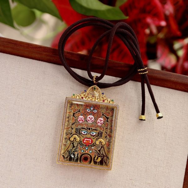 Tibetan Hand-Painted Zakiram Thangka Amulet Necklace