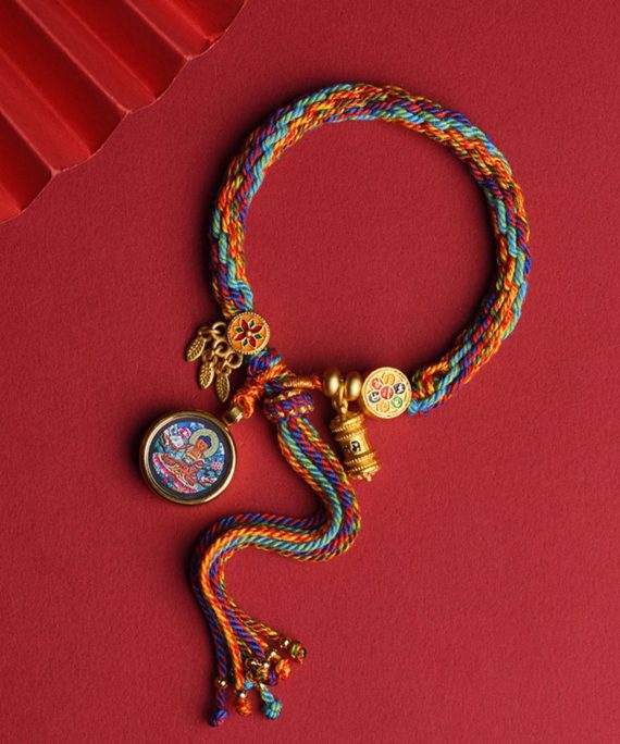 Tibetan Handwoven Thangka Protector Buddha Cotton Bracelet