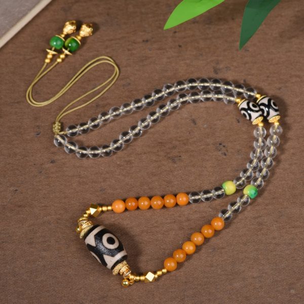 Tibetan Natural Crystal Dzi Bead Necklace