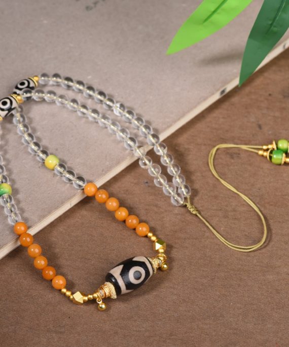 Tibetan Natural Crystal Dzi Bead Necklace
