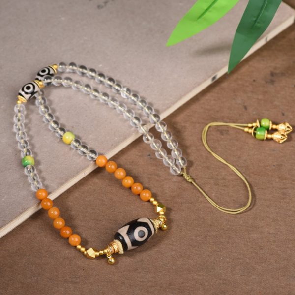 Tibetan Natural Crystal Dzi Bead Necklace