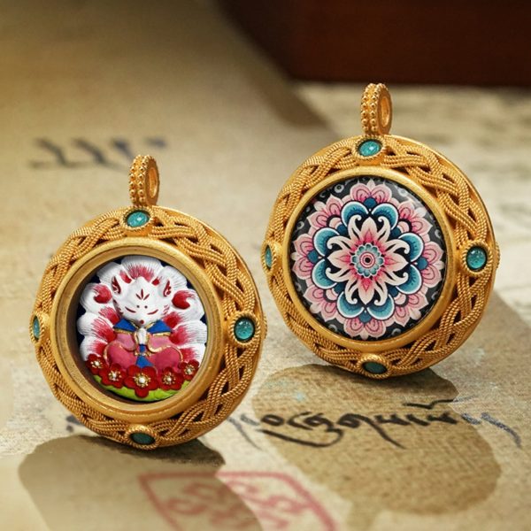 Tibetan Om Mani Padme Hum Thangka Pendant Necklace