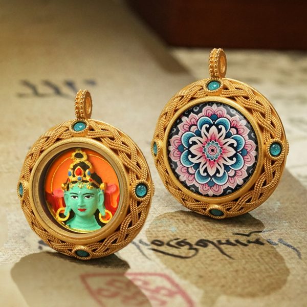 Tibetan Om Mani Padme Hum Thangka Pendant Necklace