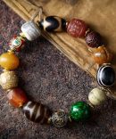 Tibetan Yak Bone Bead Silver Amulet Bracelet