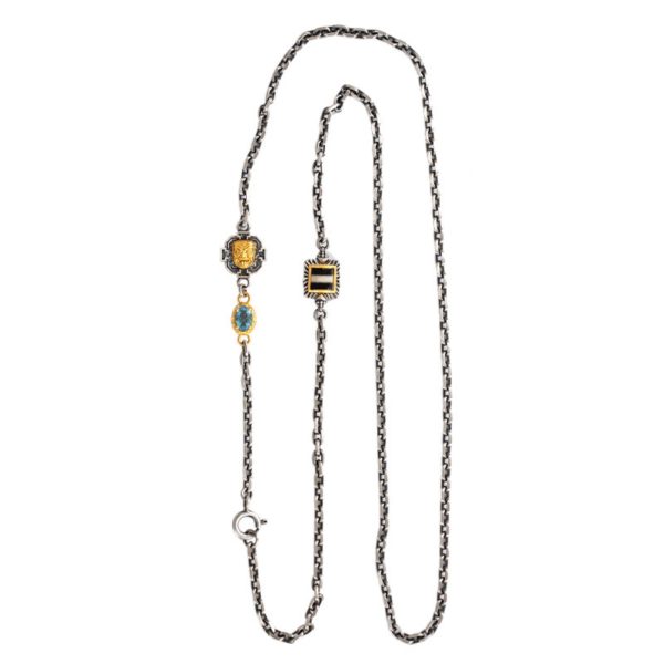 Zakiram Gemstone Sterling Silver Tibetan Necklace
