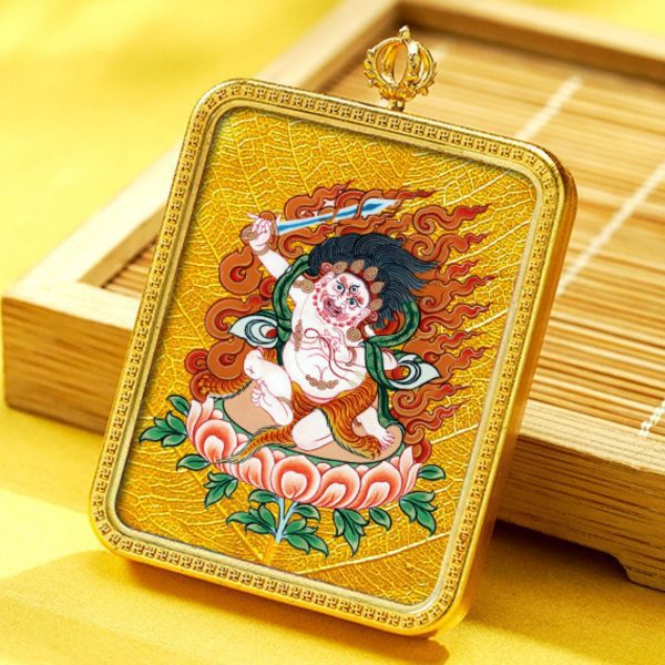 Mysterious gifts Hand-Painted Brass Tibetan Thangka Pendant Necklace Amulet