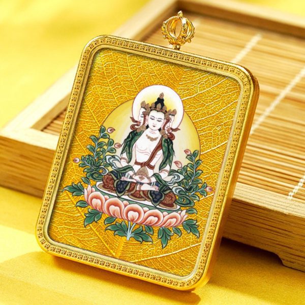 Mysterious gifts Hand-Painted Brass Tibetan Thangka Pendant Necklace Amulet