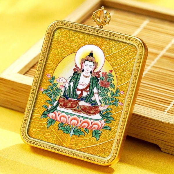 Mysterious gifts Hand-Painted Brass Tibetan Thangka Pendant Necklace Amulet