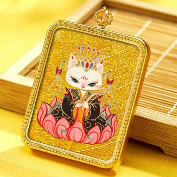 Mysterious gifts Hand-Painted Brass Tibetan Thangka Pendant Necklace Amulet